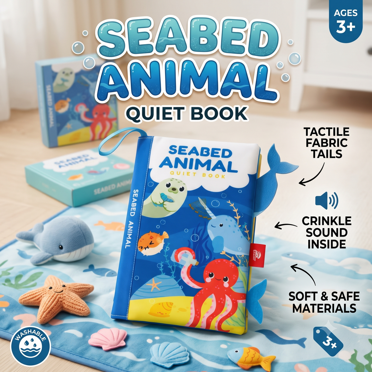 Animal And Sea Quiet Soft Fabric Activity Bath Book