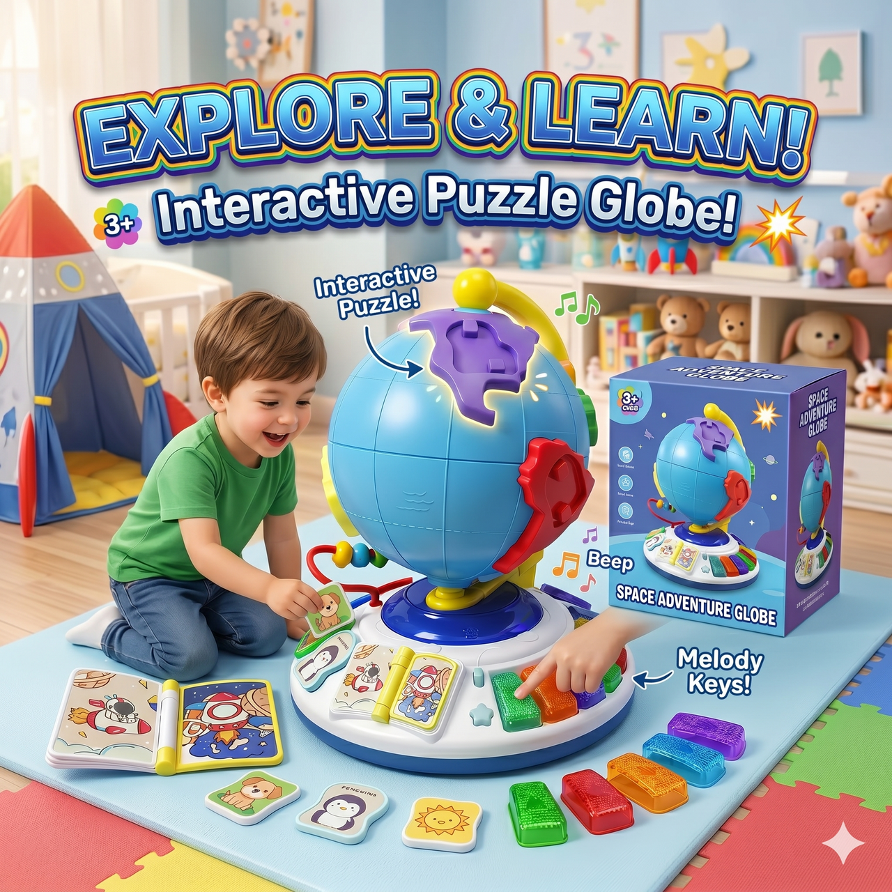 3-in-1 Interactive Learning Globe Toy for Kids