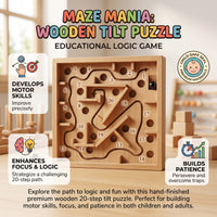 Thumbnail for 20-Hole Brain Teaser Wooden Marble Maze Ball Game