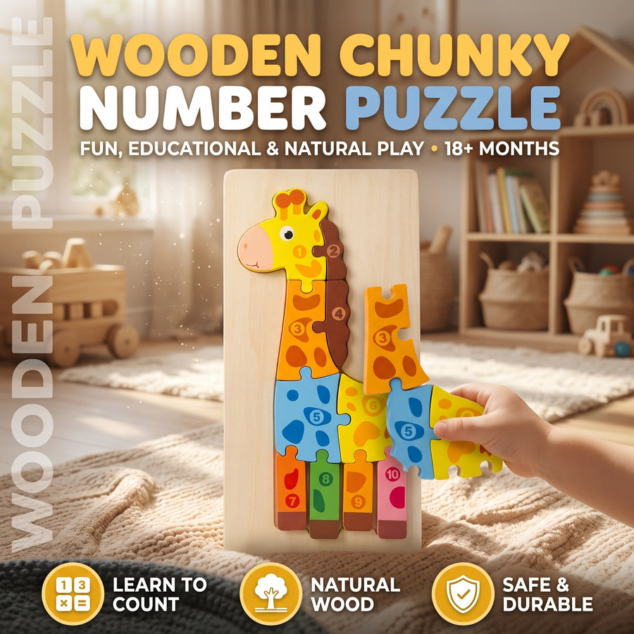Giraffe Number 1–10 Chunky Board Puzzle