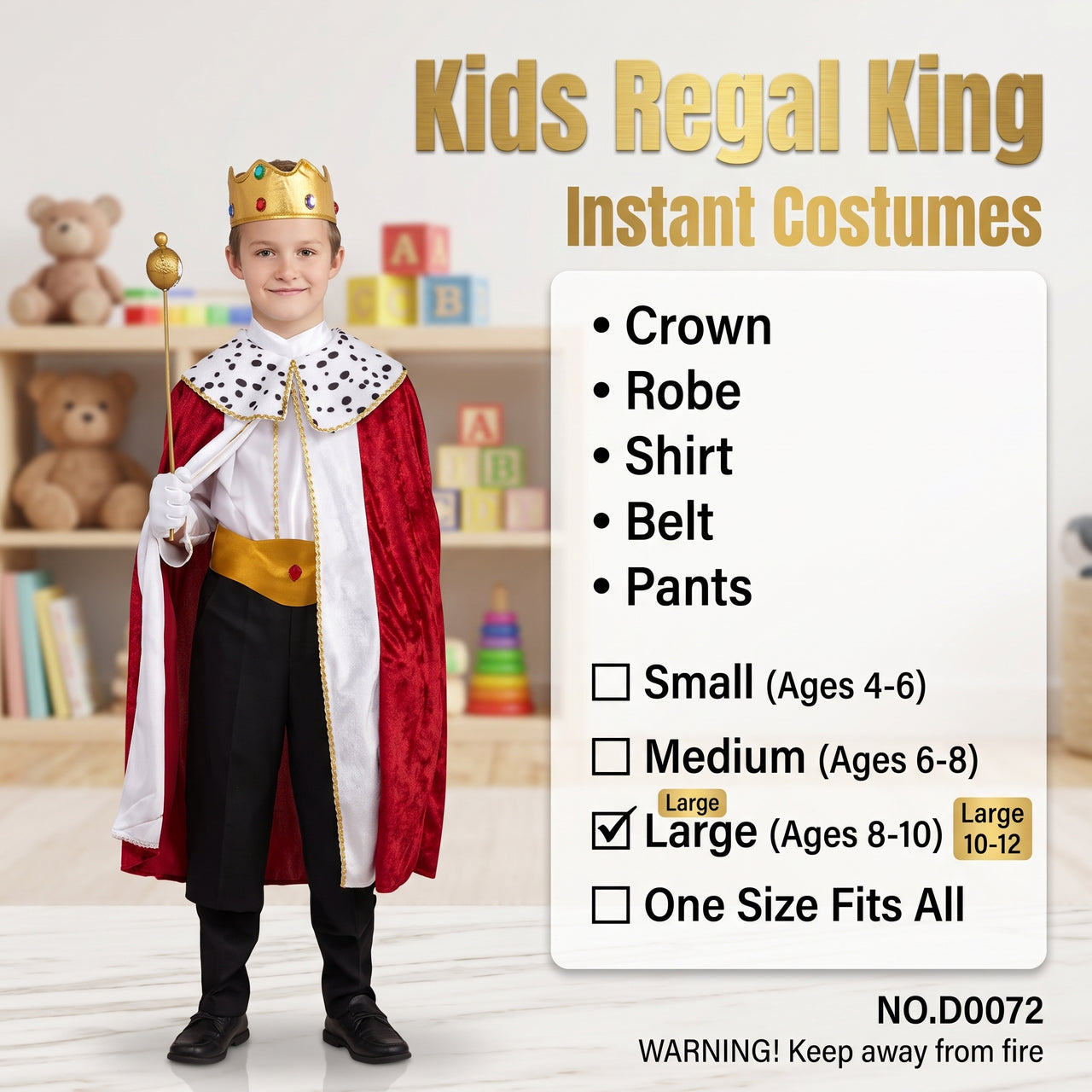 Kids Royal Regal King Costume