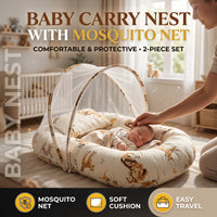 Thumbnail for Animal Print Baby Nest with Mosquito Net