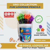 Thumbnail for ORO Loopers Black Lead Pencils with Colourful Star Eraser (Pack of 48)