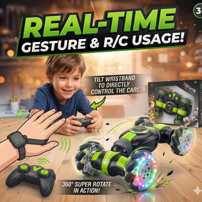 360 Rotation Remote Control And Hand Gesture Stunt Car with Lights And Music