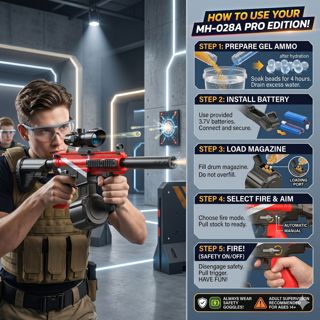 Automatic Manual Pro Edition Electric Gel Ball Blaster Gun