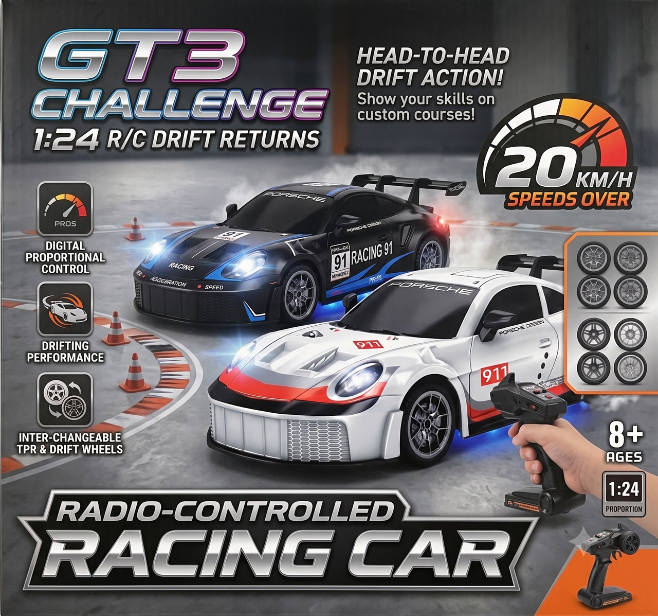 1:24 Scale Remote Control Radio-Controlled Porsche Racing Car