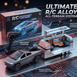 Alloy Remote Control Cyber Truck with Caravan Trailer