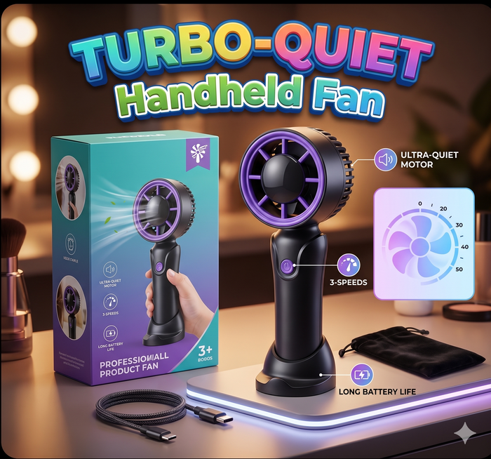 LED Light Powerful Bladeless Handheld Fan
