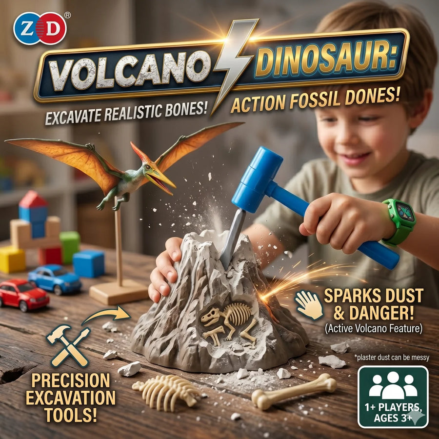 Volcano Dinosaur Digging Kit with Blue Tools Plus Free Surprise Gift