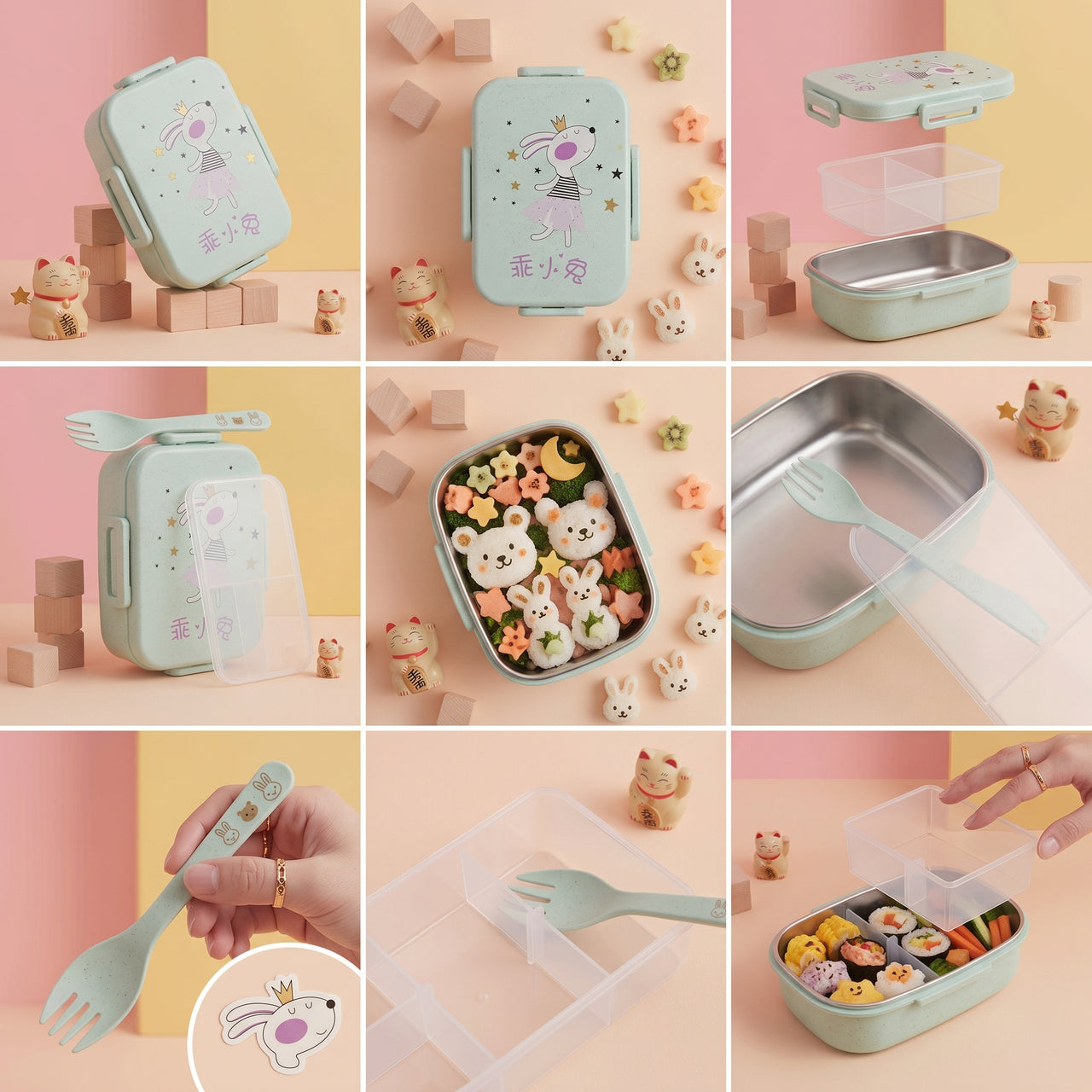 Cute Bunny Kids Food Container Lunch Box
