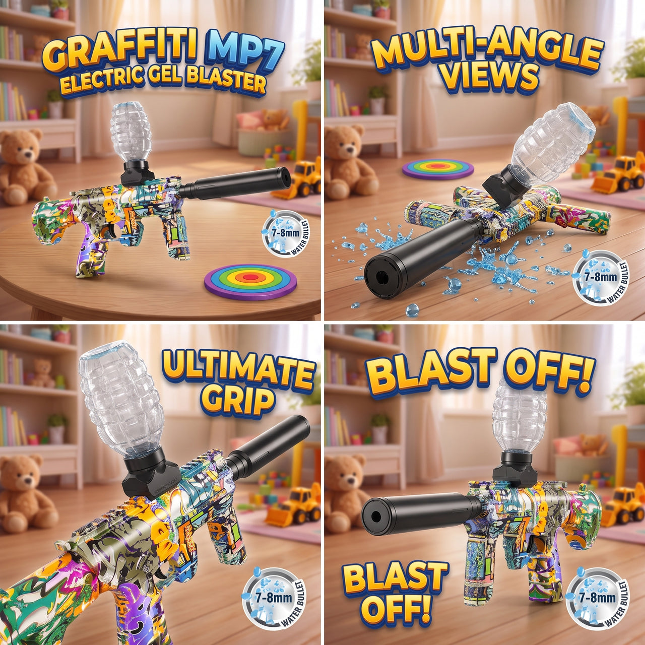 Automatic MP7 Electric Crystal Gel Blaster Gun