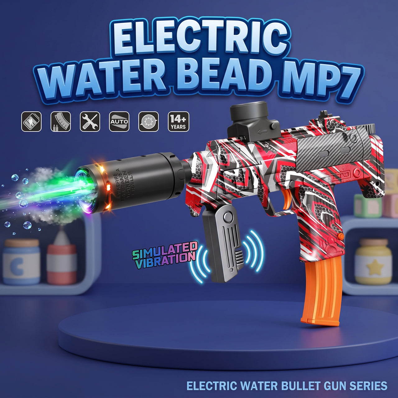 Automatic MP7 Electric Water Gel Blaster Gun