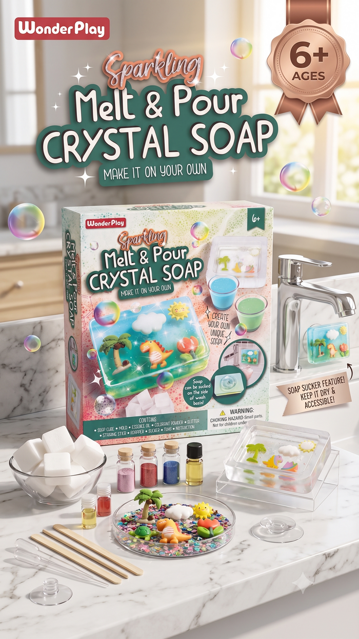 WonderPlay Sparkling Melt & Pour Crystal Soap – Dinosaur Edition