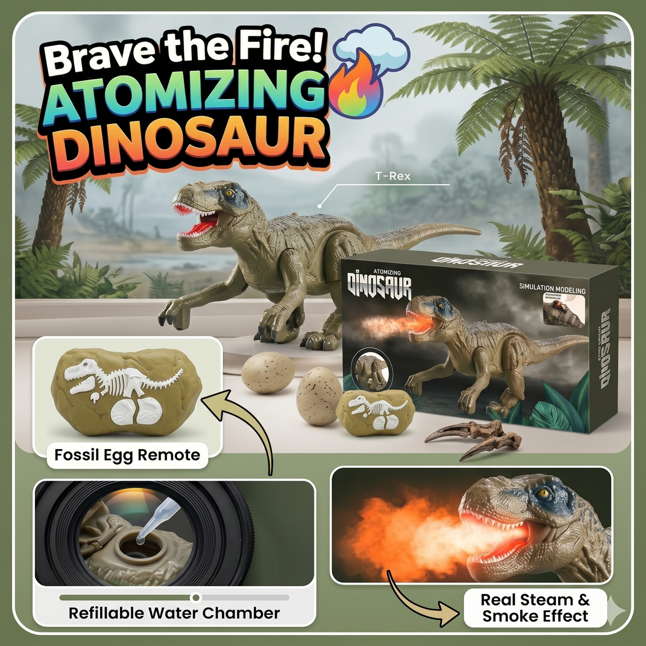 Remote Control Velociraptor Dinosaur With Spray Mist