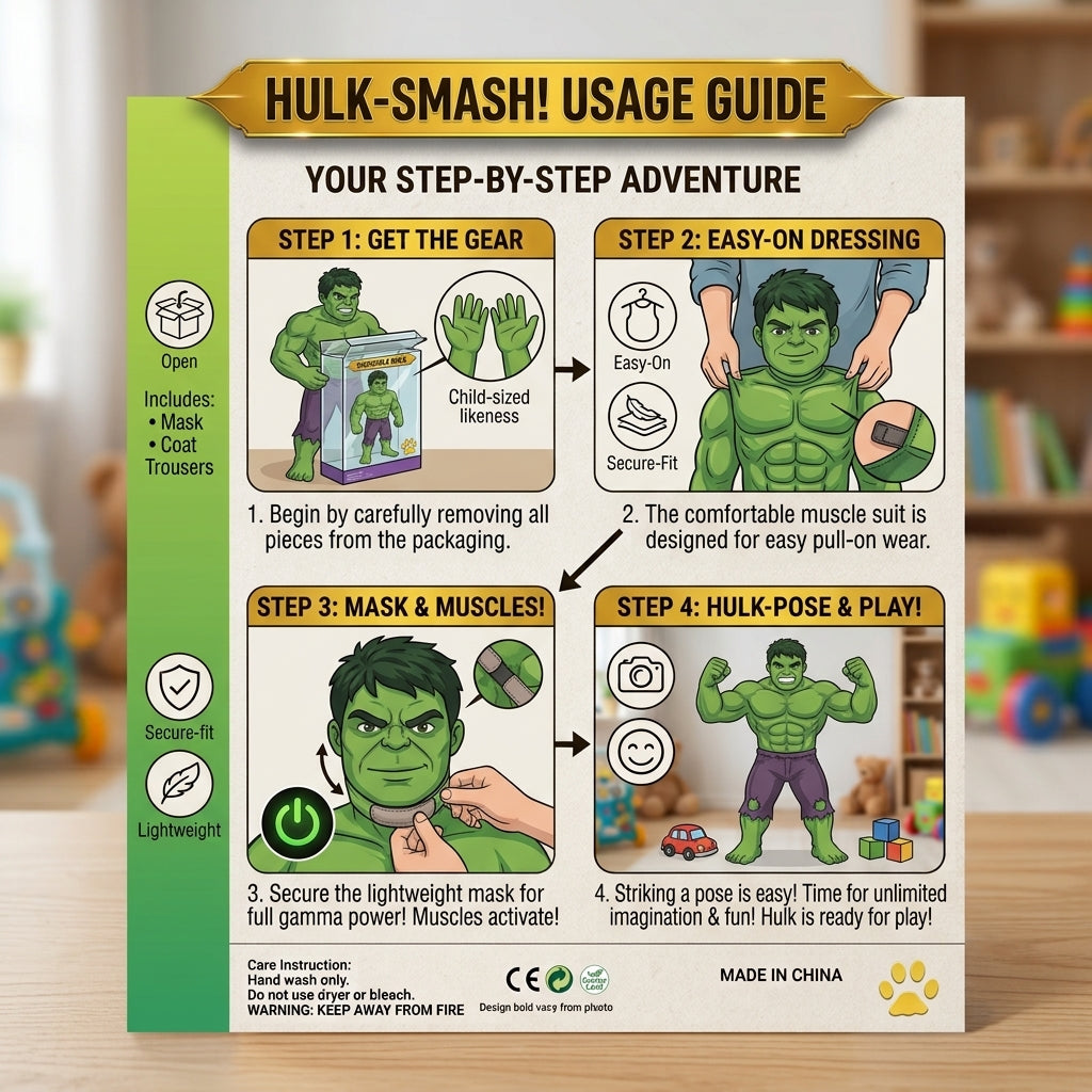Kids Superhero Incredible Hulk Costume