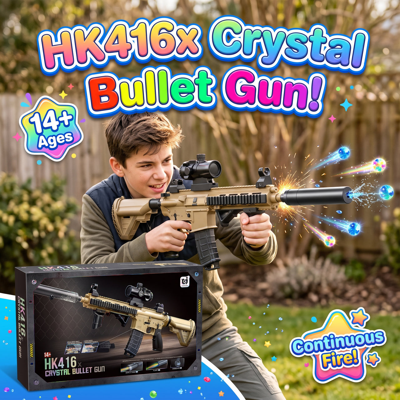 M416 Automatic Gel Blaster Gun With Light And Smoke Effect