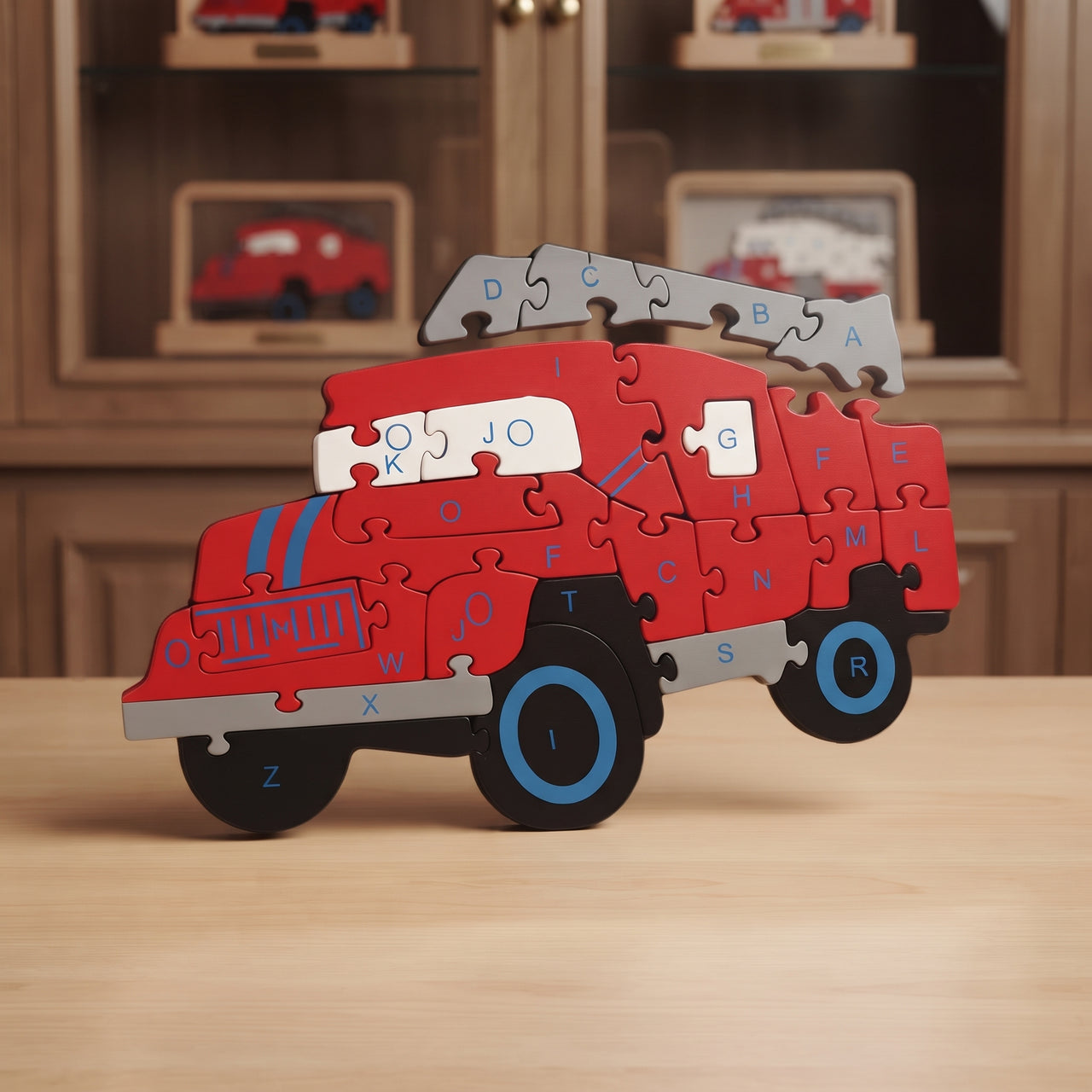 Wooden Fire Alphabet Puzzle Truck (26 Piece)
