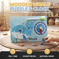 Whale Chunky Board Puzzle with Learning Clock