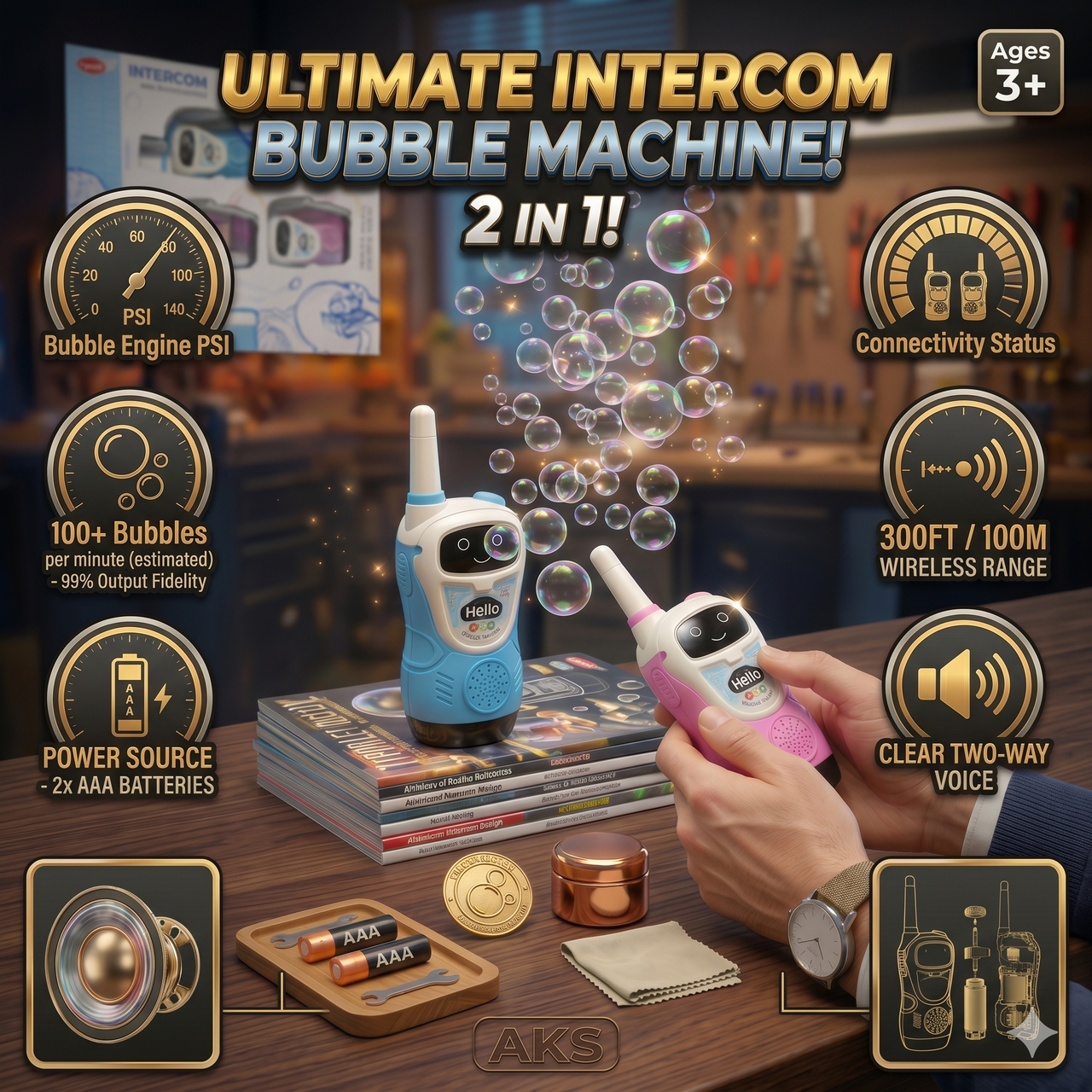 2-in-1 Wireless Intercom Bubble Machine
