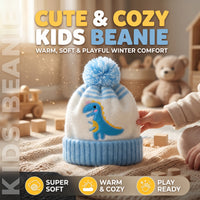 Kids Dinosaur Pom-Pom Beanie Baby Cap
