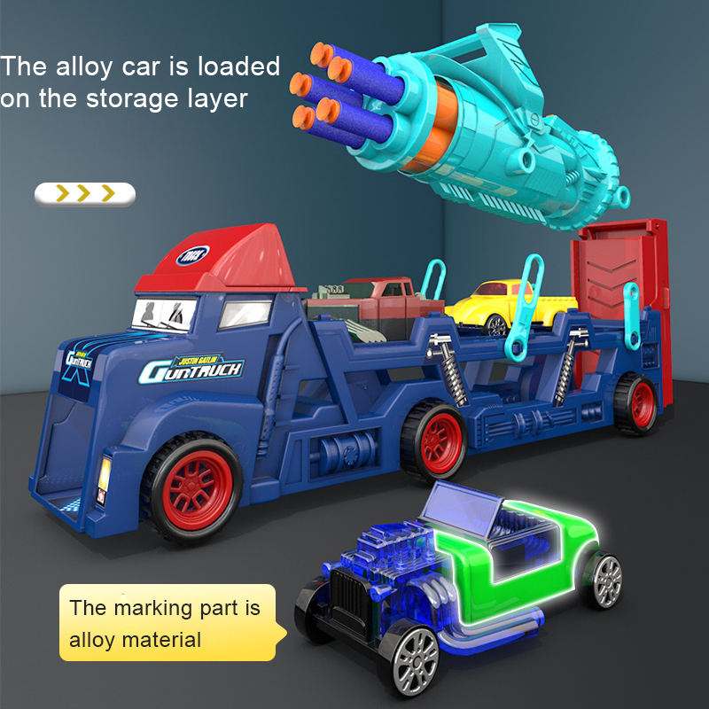 Manual 2 In 1 Mini Car Truck Launcher With Soft Bullet Machine Gun