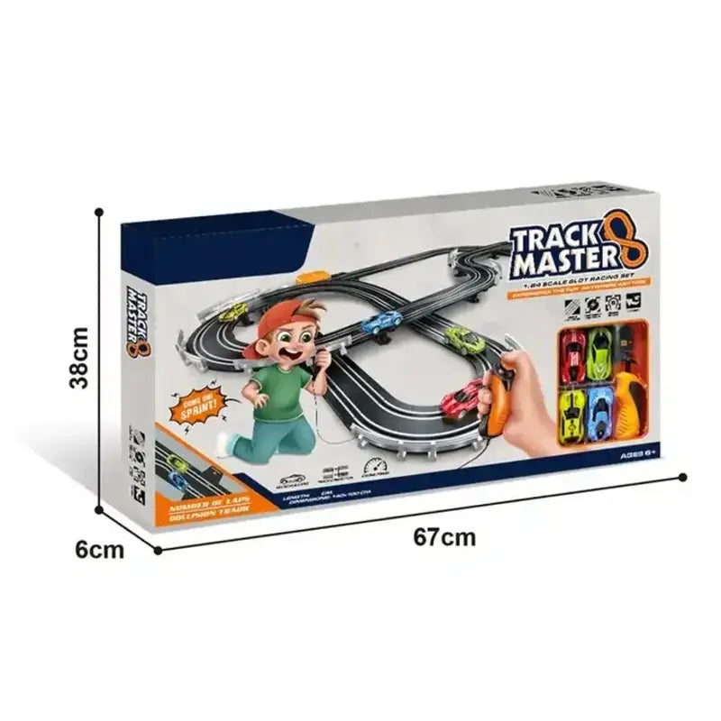 Track Racing Cars With 4High-Speed Slot For Kids