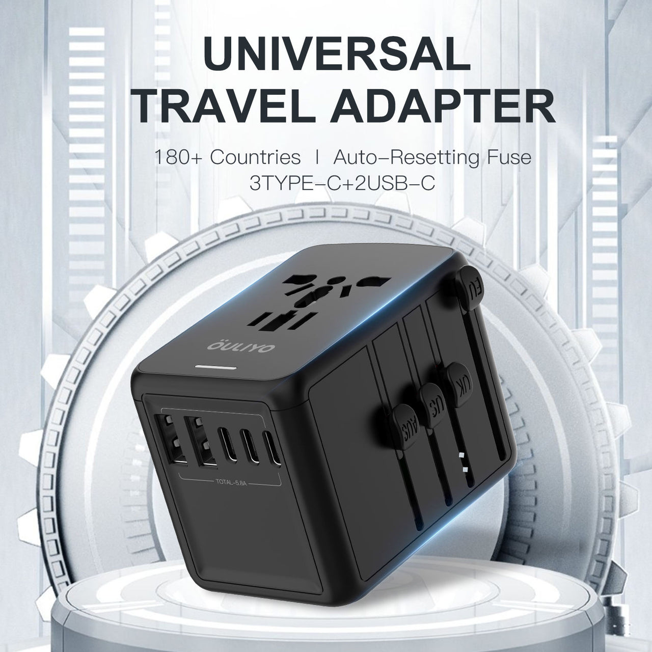 Universal Travel Adapter With USB 2x USB A And 2x USB C