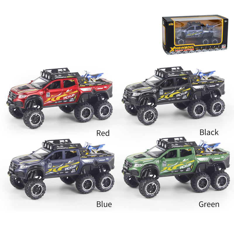 1:24 Benz X-CLASS 6x6 Diecast Pickup With Bike Toy