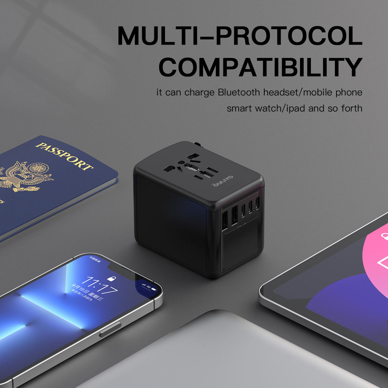 Universal Travel Adapter With USB 2x USB A And 2x USB C