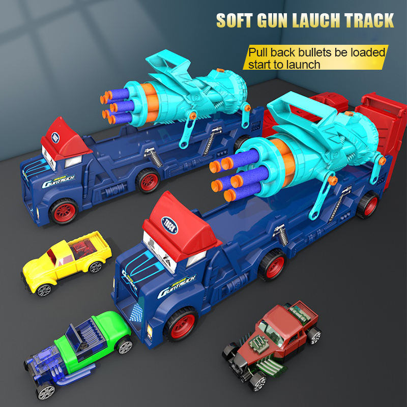 Manual 2 In 1 Mini Car Truck Launcher With Soft Bullet Machine Gun