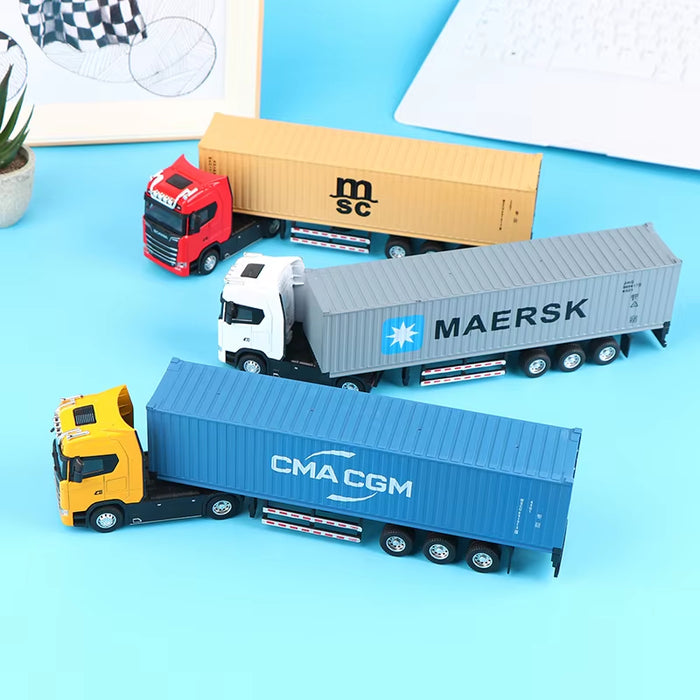 1:36 Pull Back Scale Diecast Container Truck With Light And Sound
