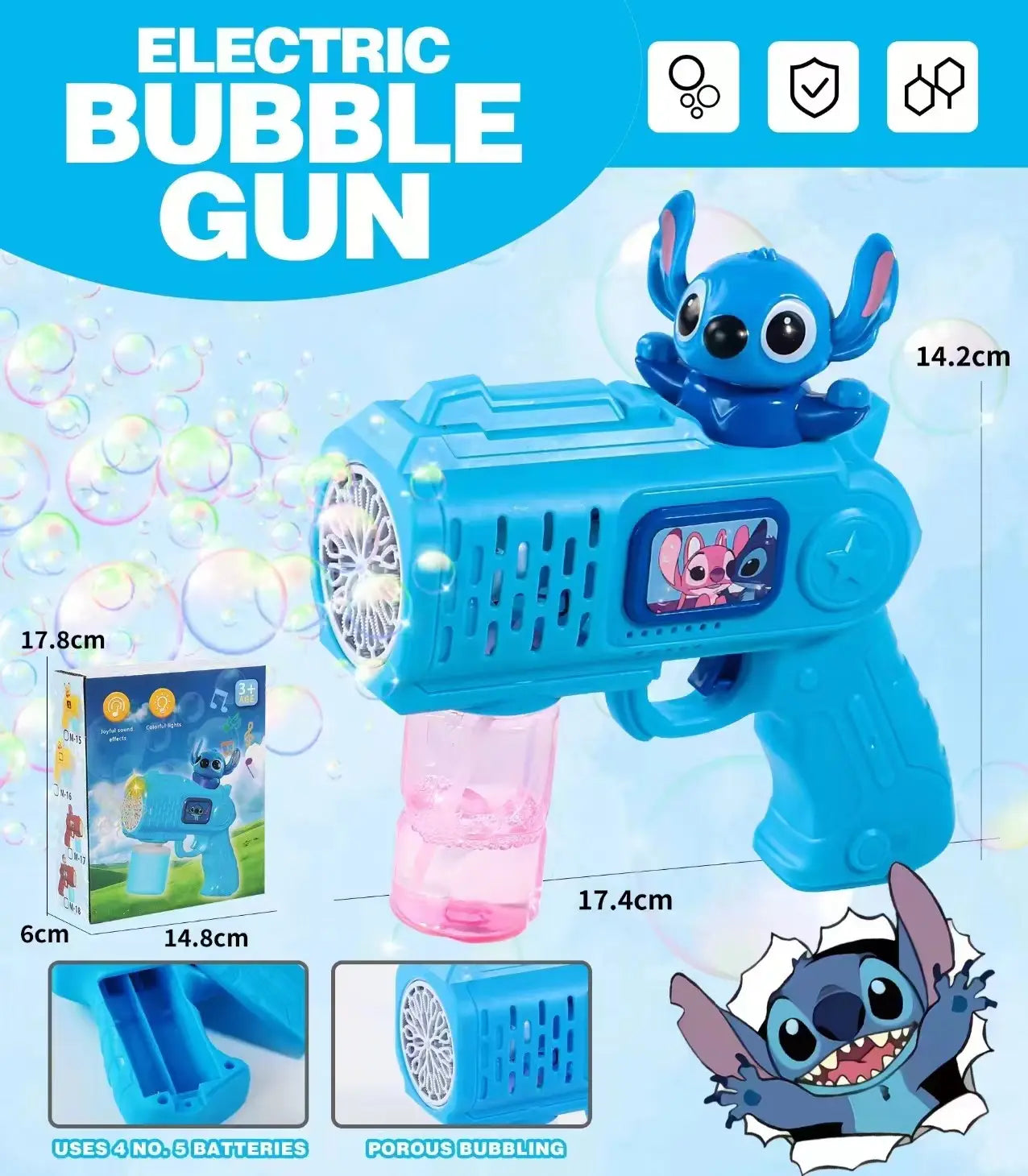 Electric Bubble Gun Toy With Light