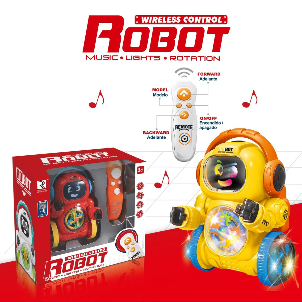 Remote Control Wireless Robot With Light and Sound