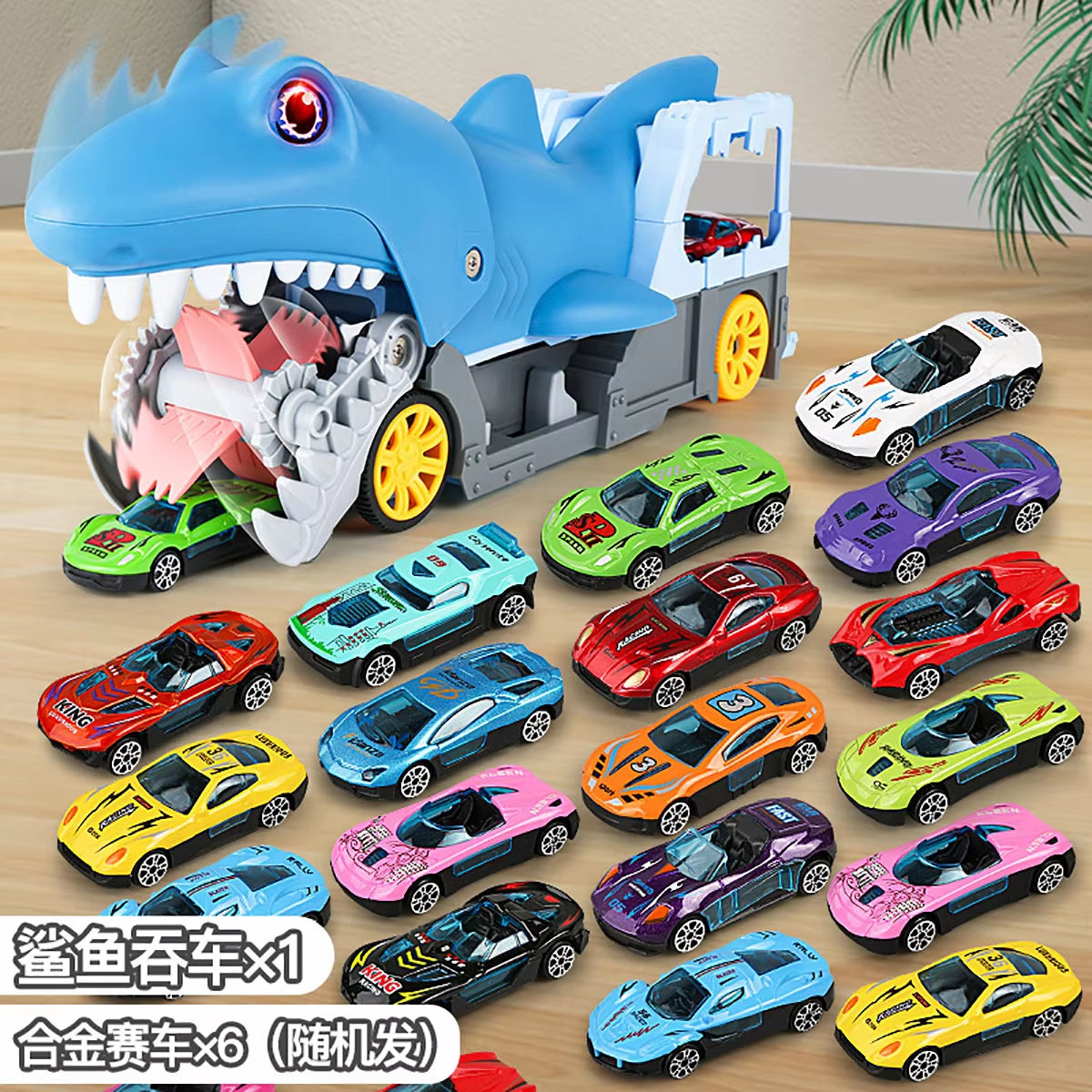Whale Eating Track Set With 2 Different Mini Cars