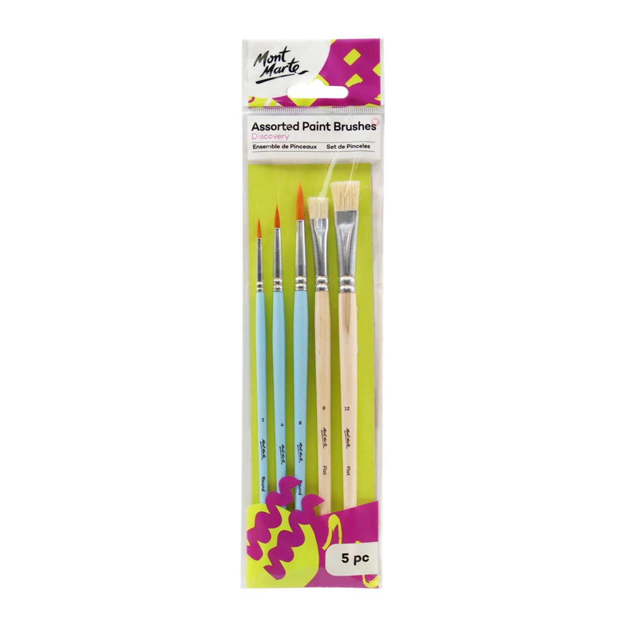 Mont Marte Assorted Paint Brushes 5pc