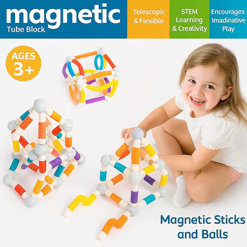 Magnetic Constructor Building Stick With Flexible Tube