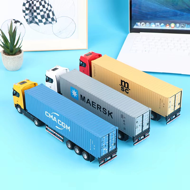 1:36 Pull Back Scale Diecast Container Truck With Light And Sound