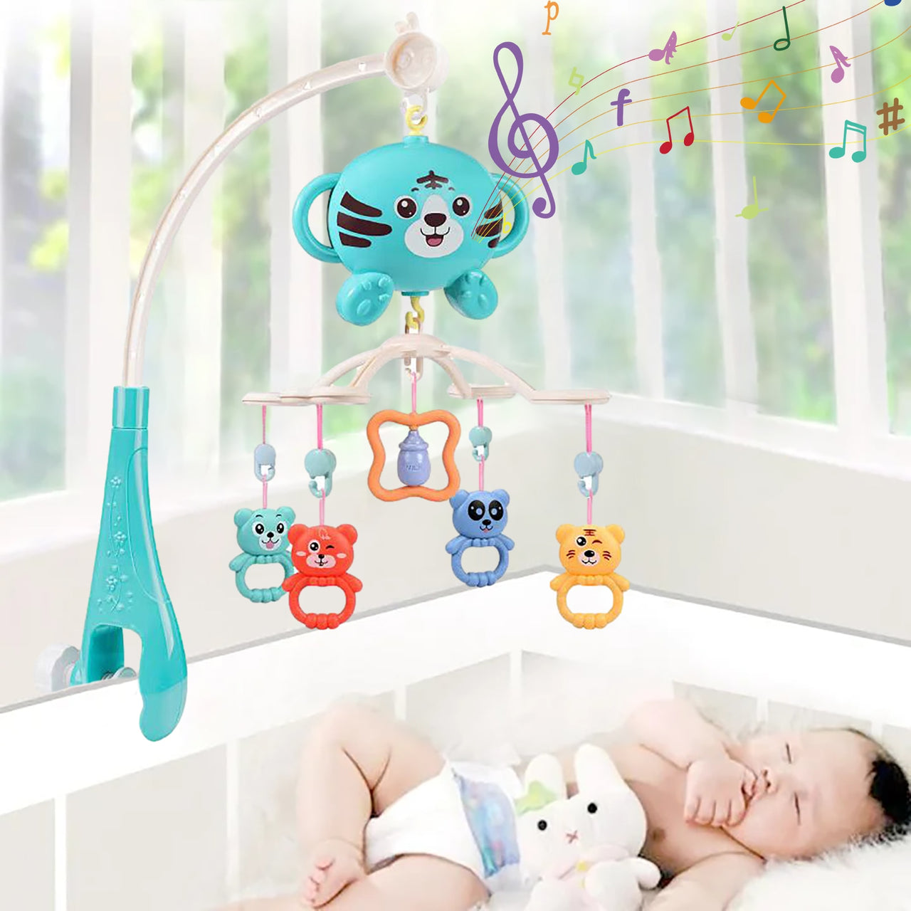 Little Tiger Musical Bed Bell With Cartoon Rattles