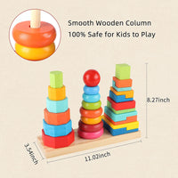 Thumbnail for 3-in-1 Rainbow Geometric Wooden Stacker