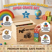 Thumbnail for 48 Pcs Premium Wooden ABC Blocks Open Crate Set