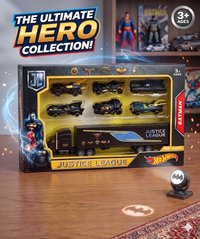 Thumbnail for Hot Wheels Justice League Batman Die-Cast Collection Set | 6 Cars + Transporter Truck | Age 3+