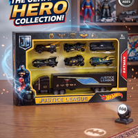 Hot Wheels Justice League Batman Die-Cast Collection Set | 6 Cars + Transporter Truck | Age 3+