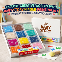 Baby Story Finger Painting Kit | 12 Vibrant Washable Colors | DIY Art Set