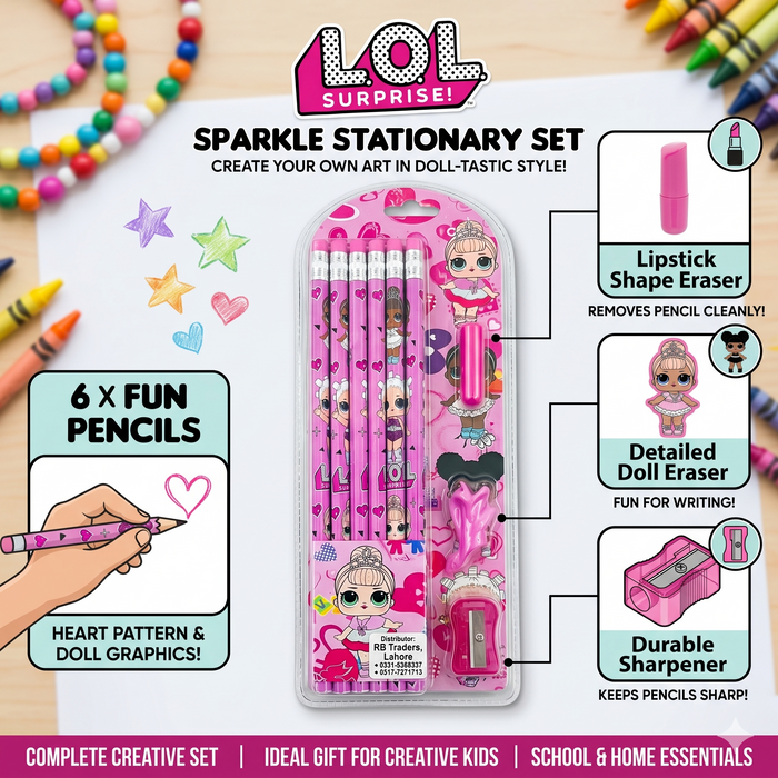 L.O.L. Surprise! Sparkle Stationary Set | 9-Piece Creative Kit for Girls
