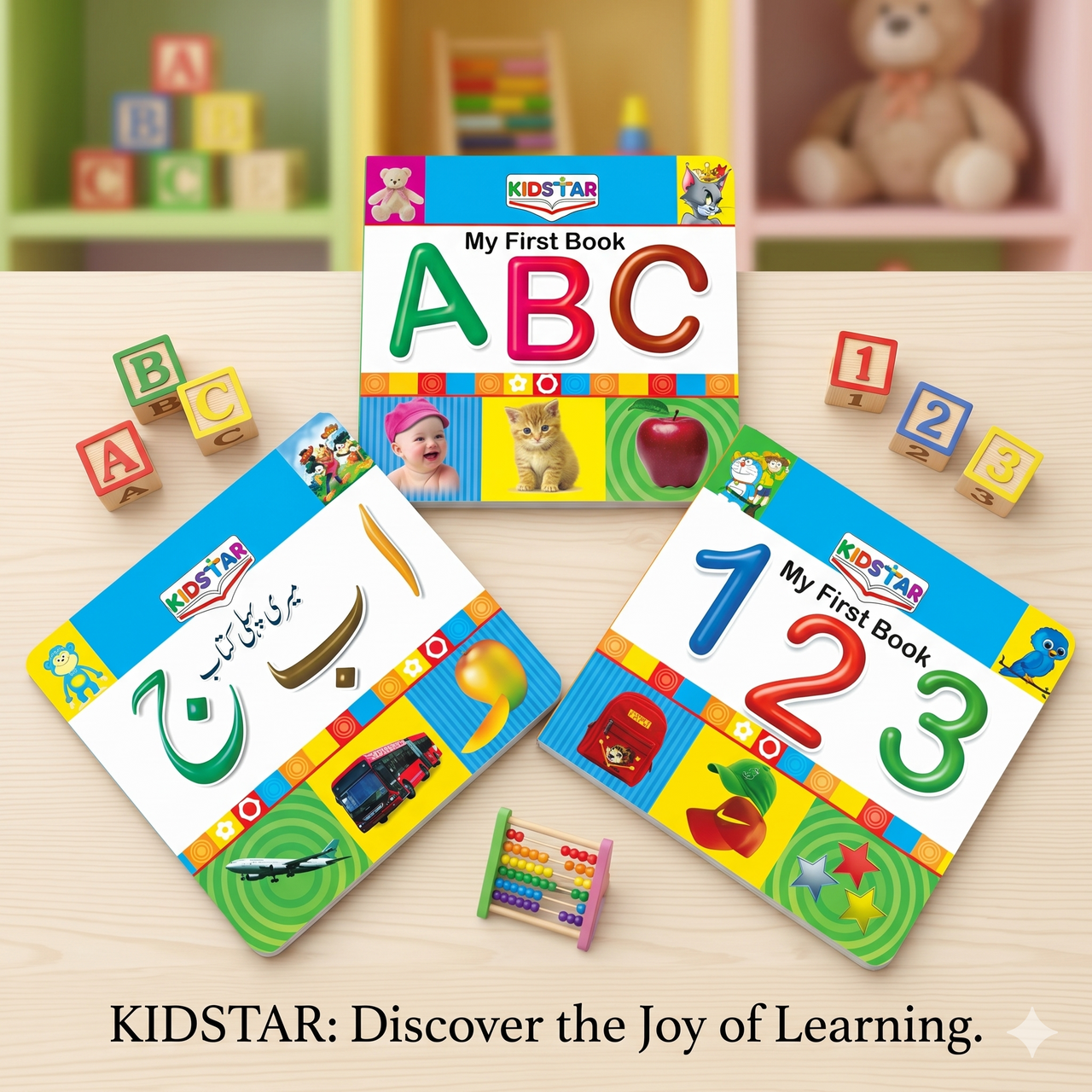 KIDSTAR My First Book Set | ABC, 123 & Urdu Alif Ba | Early Learning Books for Toddlers