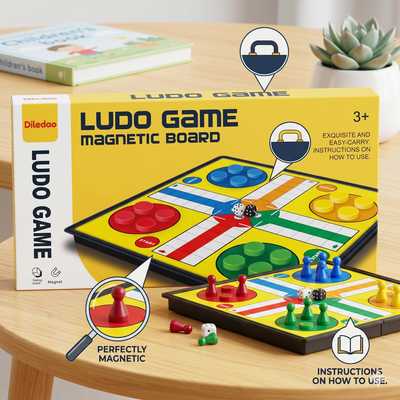 Diledao Magnetic Ludo Game Board | Folding Travel Board Game | Age 3+