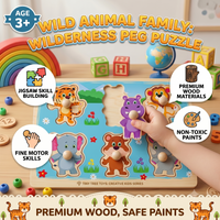 Thumbnail for Wild Animal Family Wilderness Peg Puzzle for Kids | Age 3+