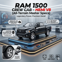 RAM 1500 Crew Cab HEMI V8 Die-Cast Car Toy – 1:24 Scale All-Terrain Master Series