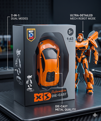 Thumbnail for 1:43 Scale Deformation Die-Cast Transforming Robot Car Toy – 2-in-1 Dual Modes Mech Warrior