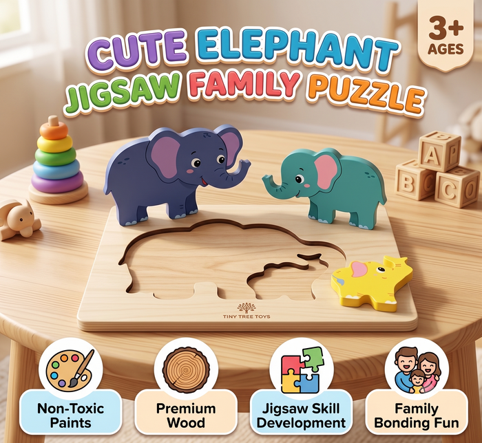 Cute Elephant Jigsaw Family Puzzle for Kids | Age 3+